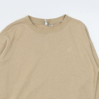 H&M Womens Beige Cotton Pullover Sweatshirt Size XS Pullover