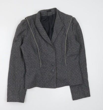 C&A Womens Grey Polka Dot Polyester Jacket Blazer Size 14