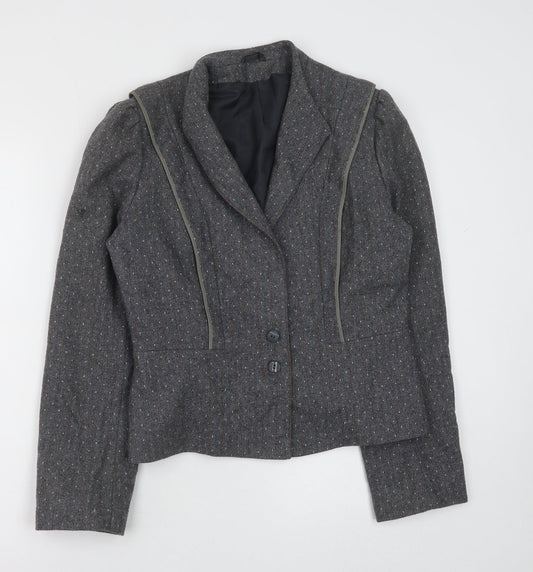 C&A Womens Grey Polka Dot Polyester Jacket Blazer Size 14