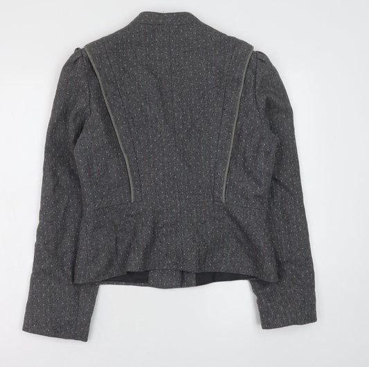 C&A Womens Grey Polka Dot Polyester Jacket Blazer Size 14