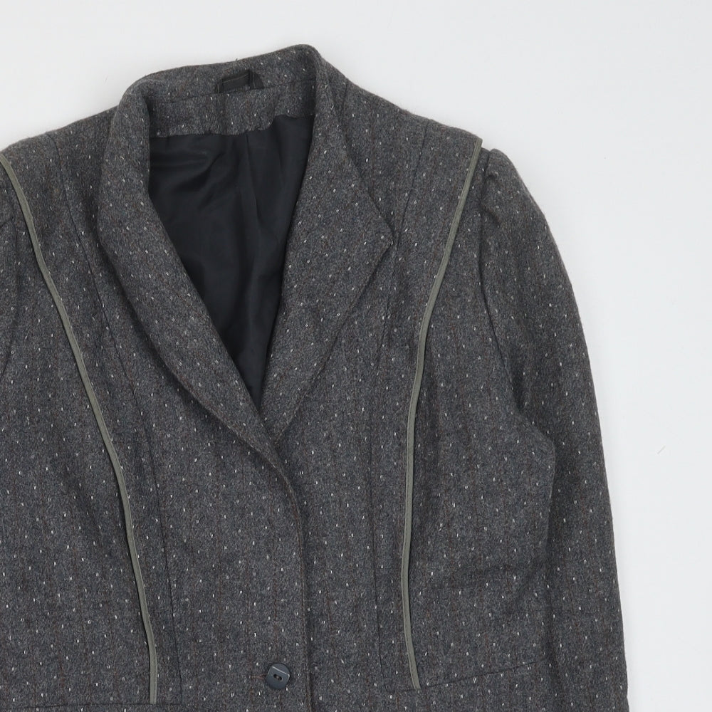 C&A Womens Grey Polka Dot Polyester Jacket Blazer Size 14