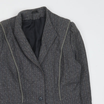 C&A Womens Grey Polka Dot Polyester Jacket Blazer Size 14