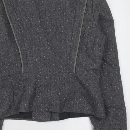 C&A Womens Grey Polka Dot Polyester Jacket Blazer Size 14