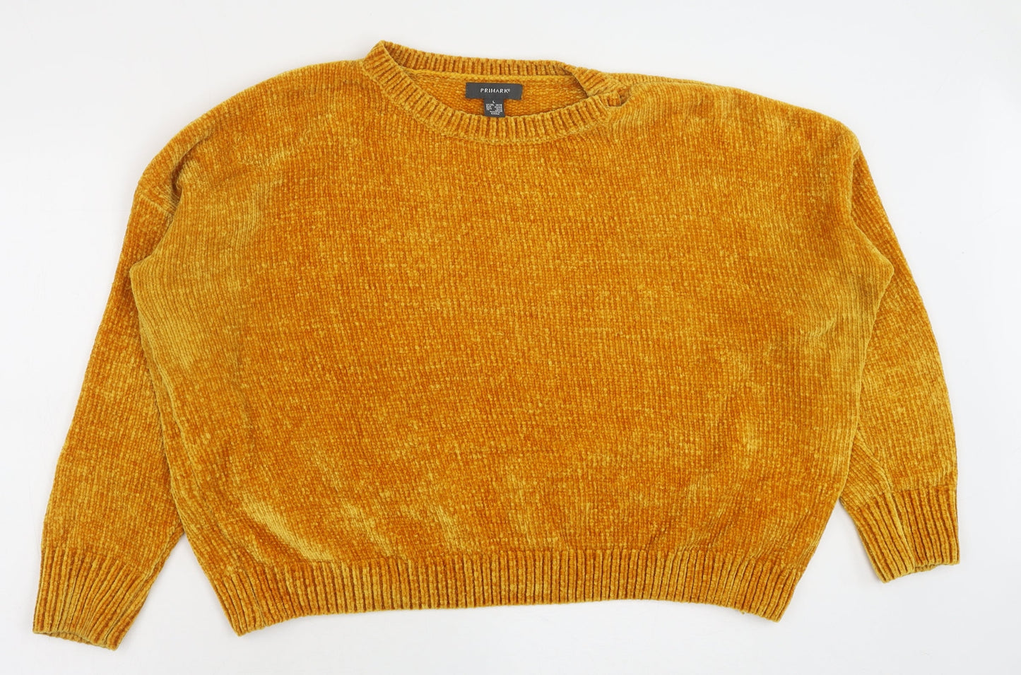Primark Womens Yellow Crew Neck Polyester Pullover Jumper Size L