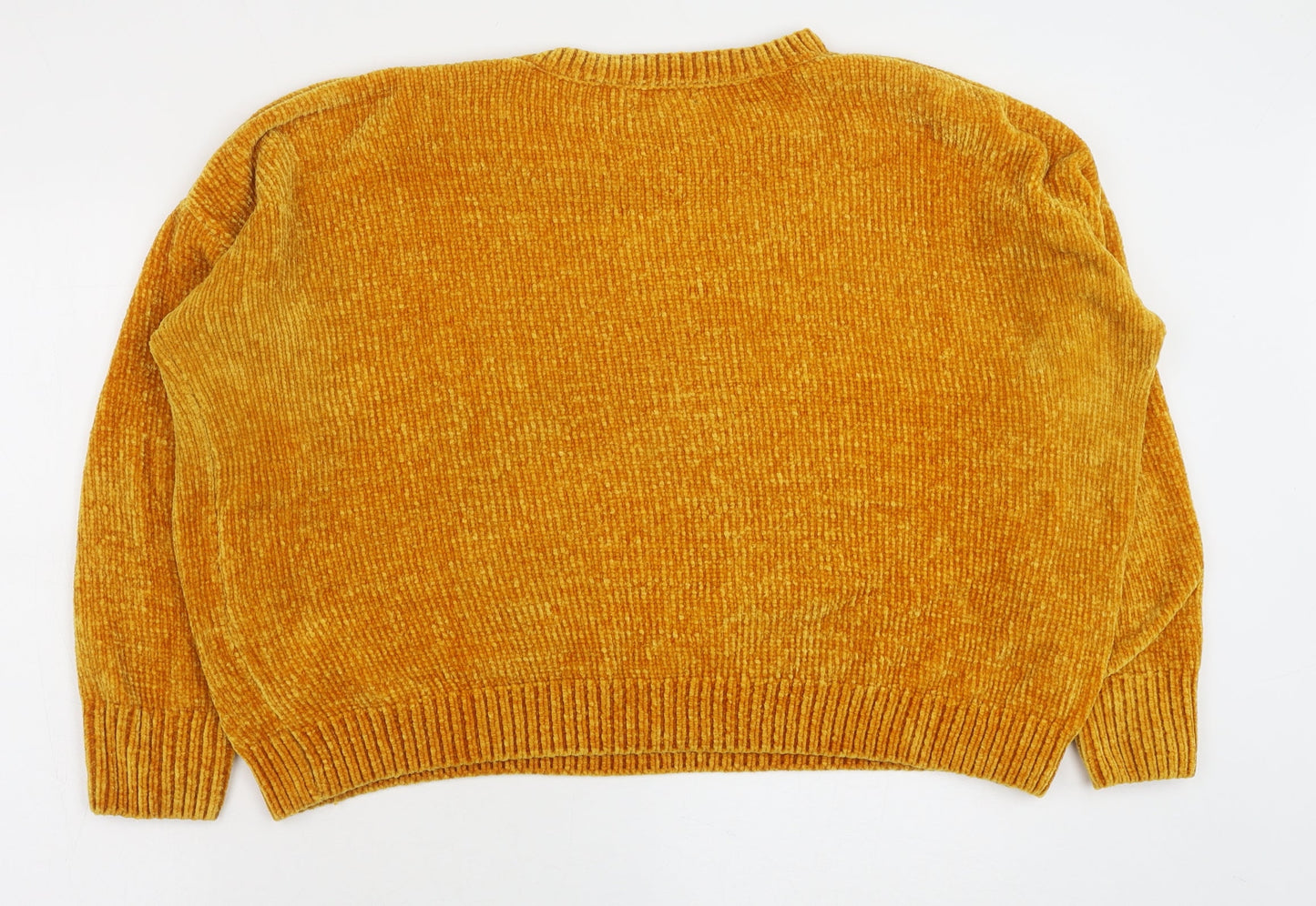 Primark Womens Yellow Crew Neck Polyester Pullover Jumper Size L