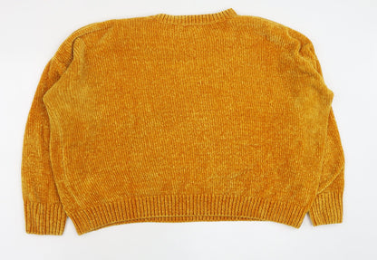 Primark Womens Yellow Crew Neck Polyester Pullover Jumper Size L