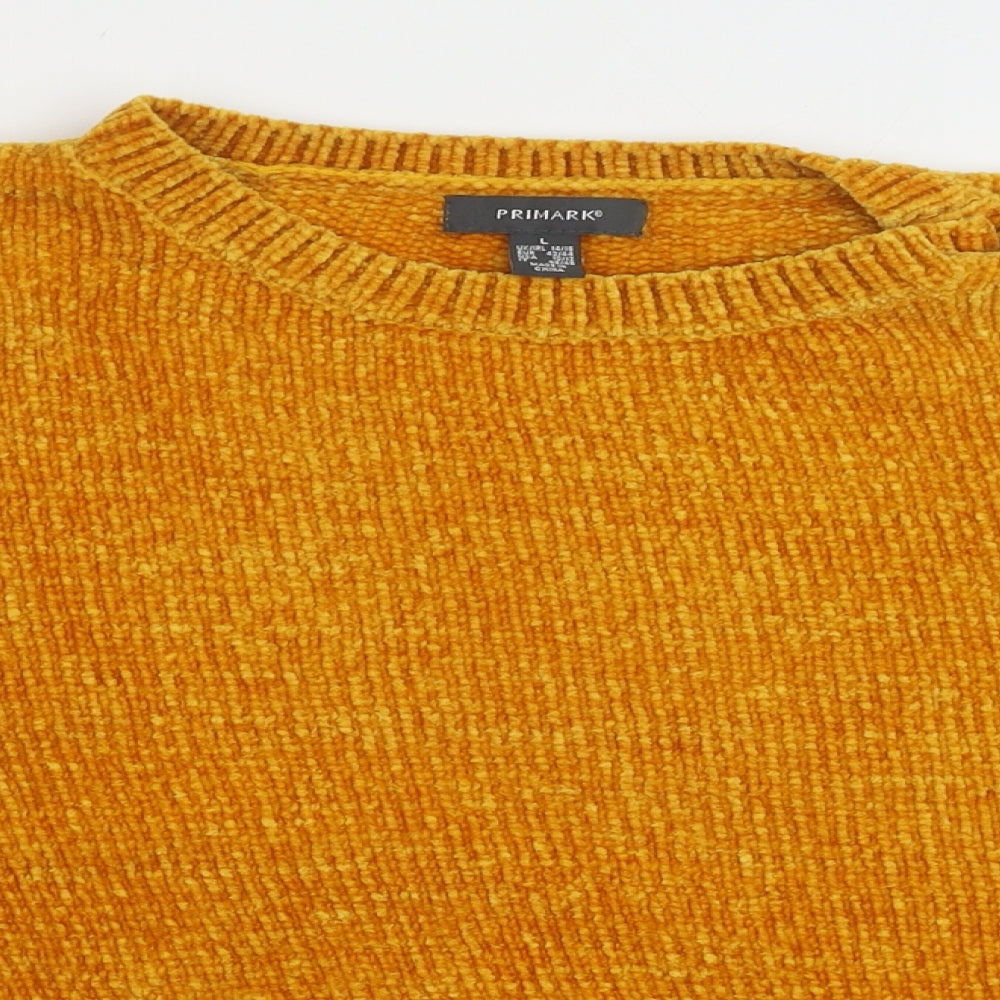 Primark Womens Yellow Crew Neck Polyester Pullover Jumper Size L