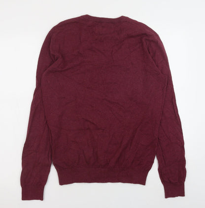 Jack Wills Womens Red V-Neck Cotton Pullover Jumper Size S