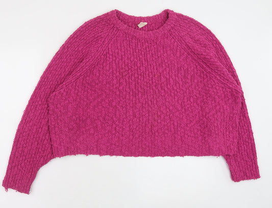 Littlewoods Womens Pink Round Neck Acrylic Pullover Jumper Size 18