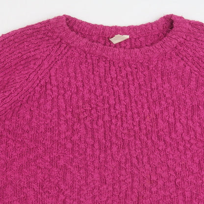 Littlewoods Womens Pink Round Neck Acrylic Pullover Jumper Size 18