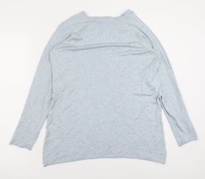 Only Carmakoma Womens Blue Round Neck Acrylic Pullover Jumper Size 14