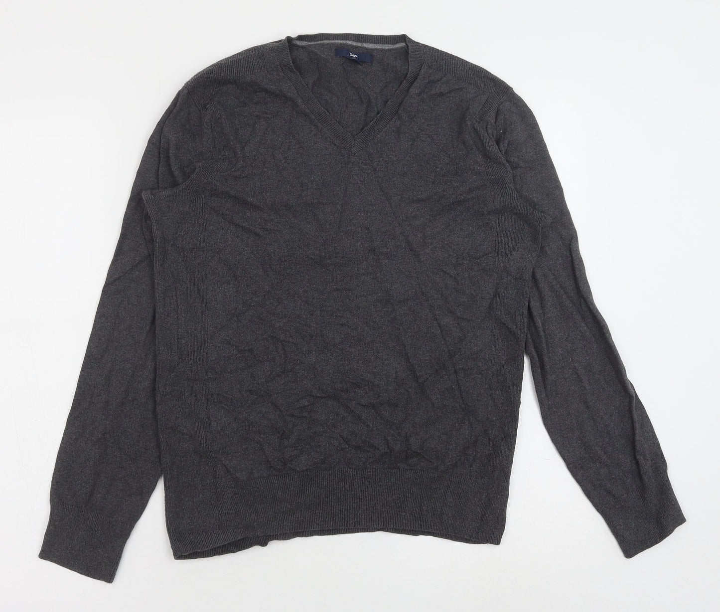 Gap Womens Grey V-Neck Cotton Pullover Jumper Size XS