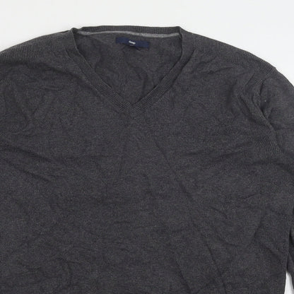 Gap Womens Grey V-Neck Cotton Pullover Jumper Size XS