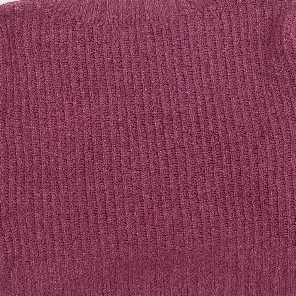 SO Womens Purple V-Neck Polyester Pullover Jumper Size S