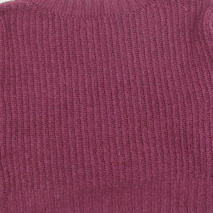 SO Womens Purple V-Neck Polyester Pullover Jumper Size S