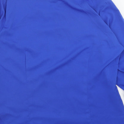 Jennifer & Grace Womens Blue Polyester Basic Button-Up Size S Collared