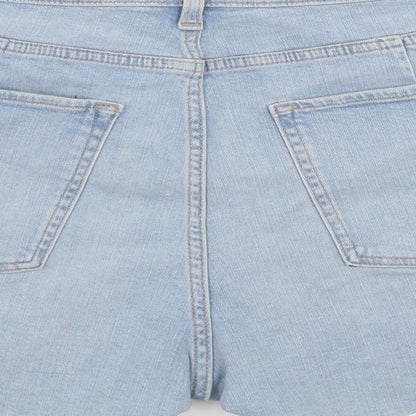 Marks and Spencer Womens Blue Cotton Cut-Off Shorts Size 22 Regular Button