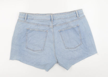 Marks and Spencer Womens Blue Cotton Cut-Off Shorts Size 22 Regular Button