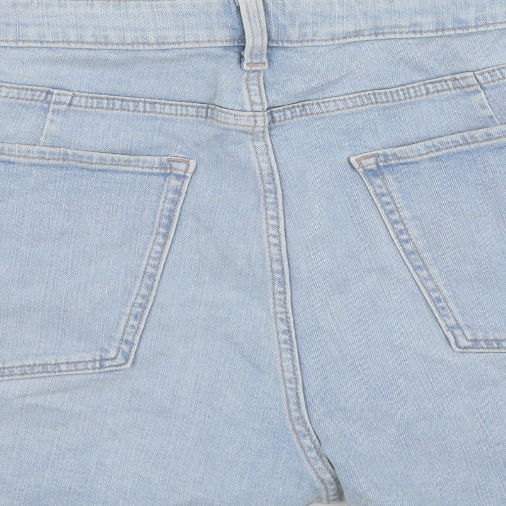 Marks and Spencer Womens Blue Cotton Cut-Off Shorts Size 22 Regular Button