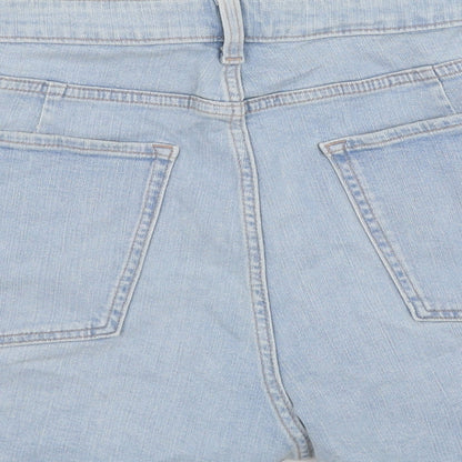 Marks and Spencer Womens Blue Cotton Cut-Off Shorts Size 22 Regular Button
