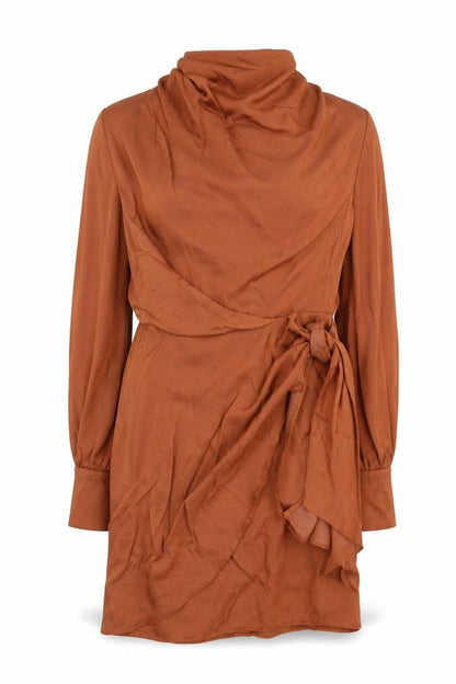 ASOS Womens Brown Polyester Sheath Size 8 Mock Neck Zip