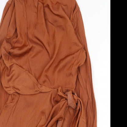 ASOS Womens Brown Polyester Sheath Size 8 Mock Neck Zip