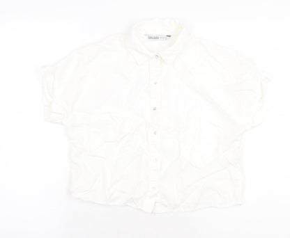 Womens UK Size S Zara White Basic Button-Up