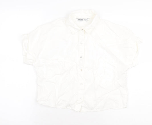 Womens UK Size S Zara White Basic Button-Up
