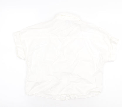 Womens UK Size S Zara White Basic Button-Up