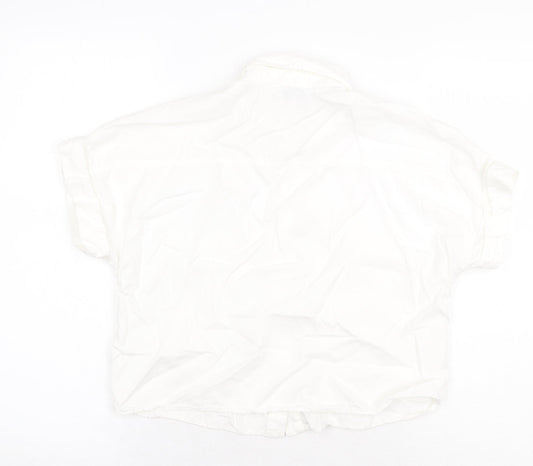Womens UK Size S Zara White Basic Button-Up