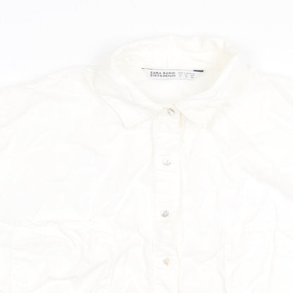 Womens UK Size S Zara White Basic Button-Up