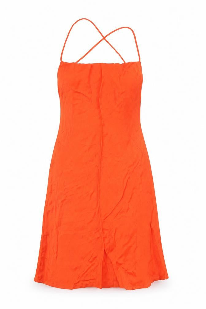 Zara Womens Orange Viscose Mermaid Size S Halter Pullover