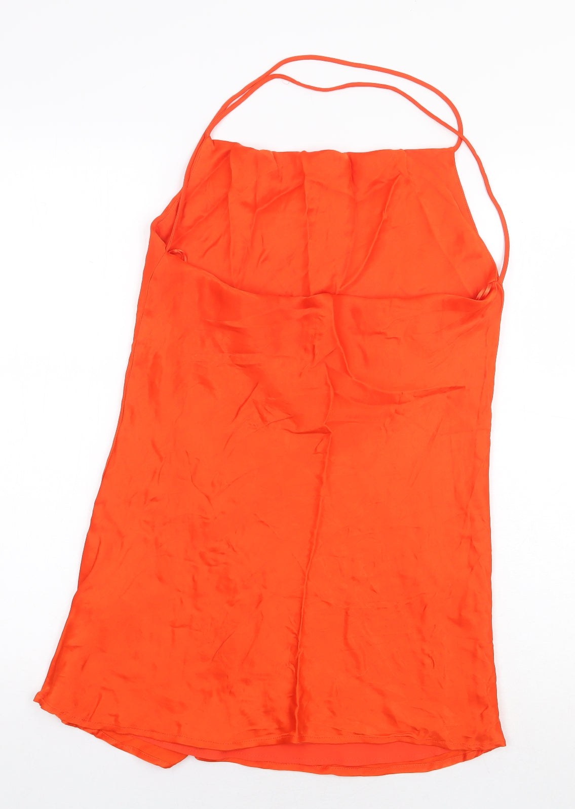 Zara Womens Orange Viscose Mermaid Size S Halter Pullover