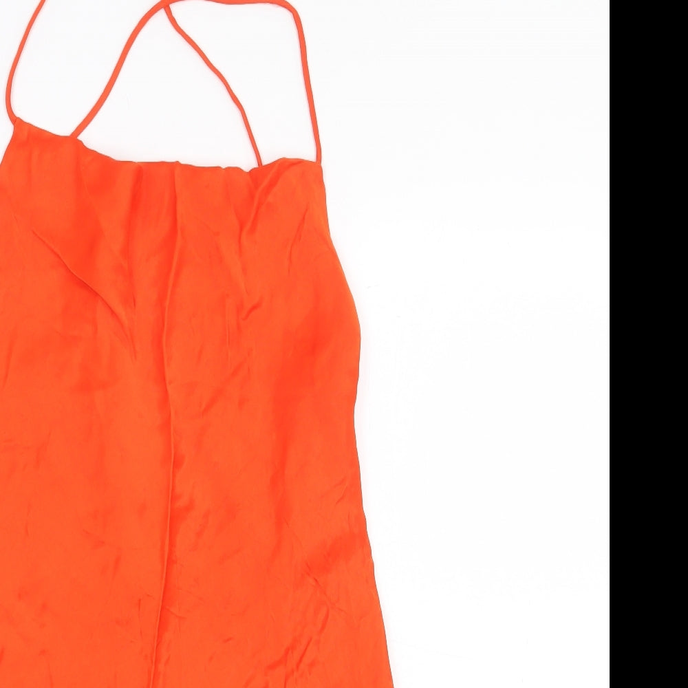Zara Womens Orange Viscose Mermaid Size S Halter Pullover
