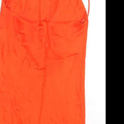 Zara Womens Orange Viscose Mermaid Size S Halter Pullover