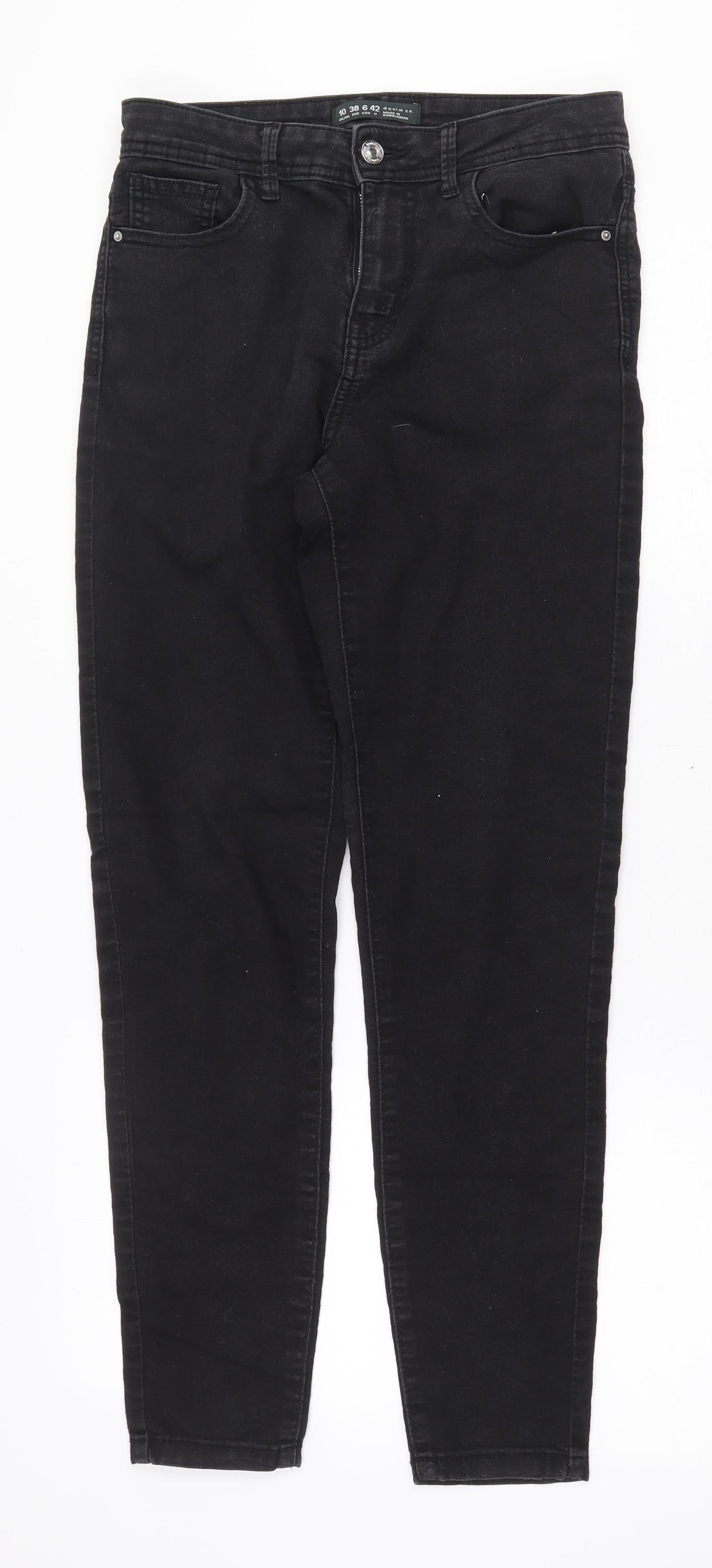 Denim & Co. Womens Black Cotton Skinny Jeans Size 10 Regular Zip