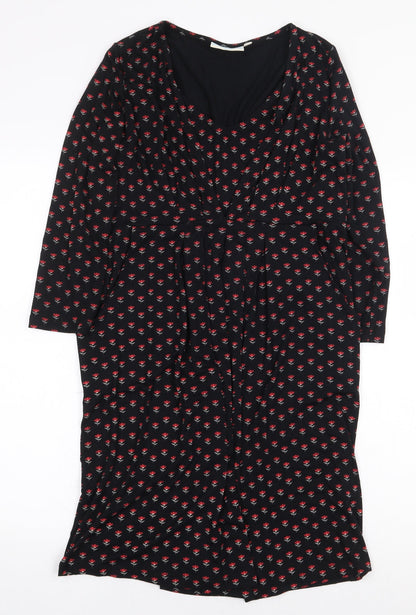 JoJo Maman Bébé Womens Black Floral Viscose A-Line Size S Scoop Neck Pullover