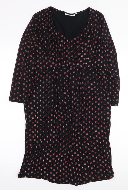 JoJo Maman Bébé Womens Black Floral Viscose A-Line Size S Scoop Neck Pullover