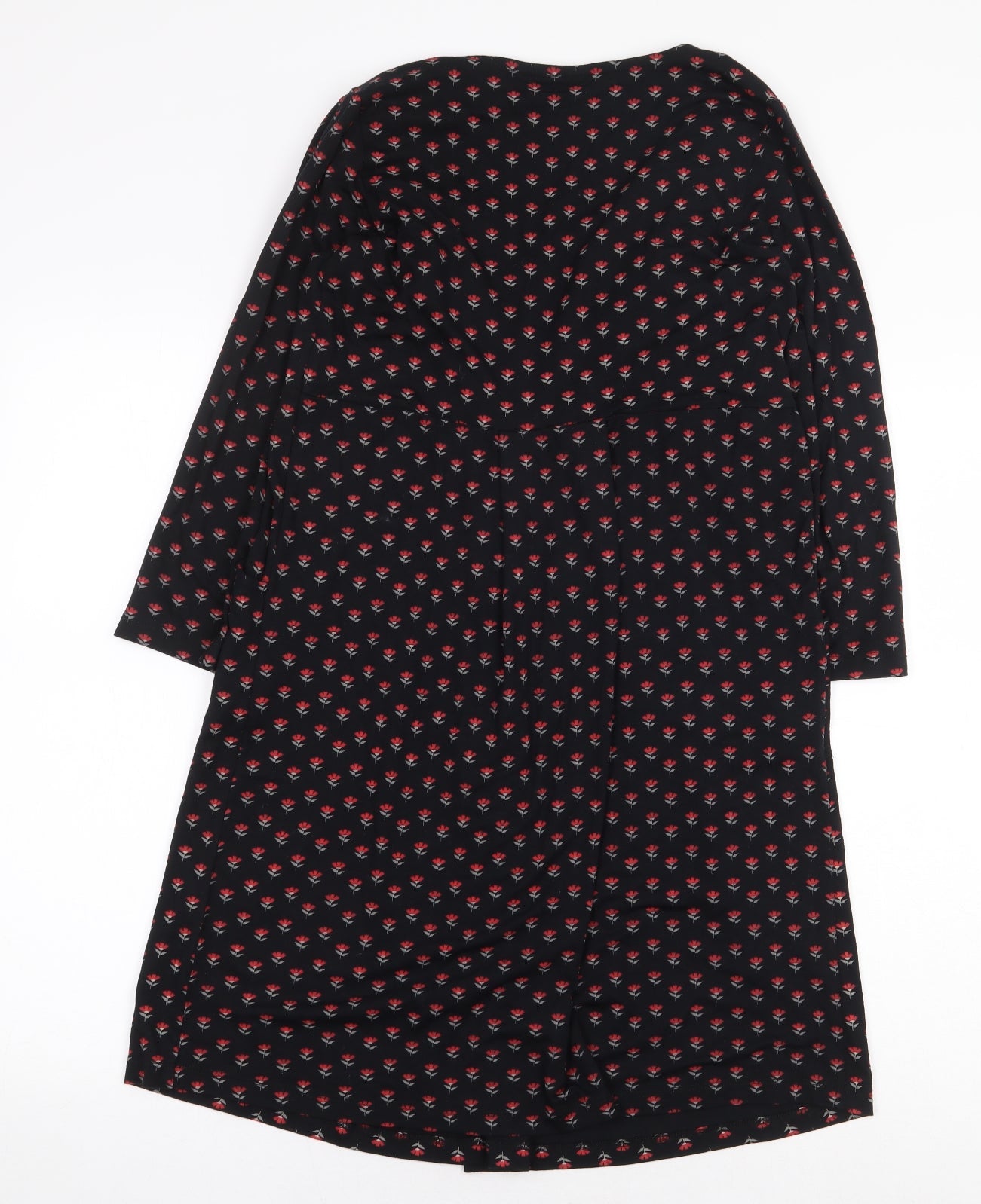 JoJo Maman Bébé Womens Black Floral Viscose A-Line Size S Scoop Neck Pullover