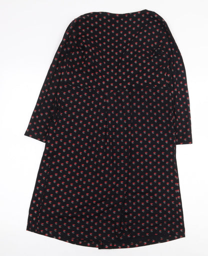 JoJo Maman Bébé Womens Black Floral Viscose A-Line Size S Scoop Neck Pullover