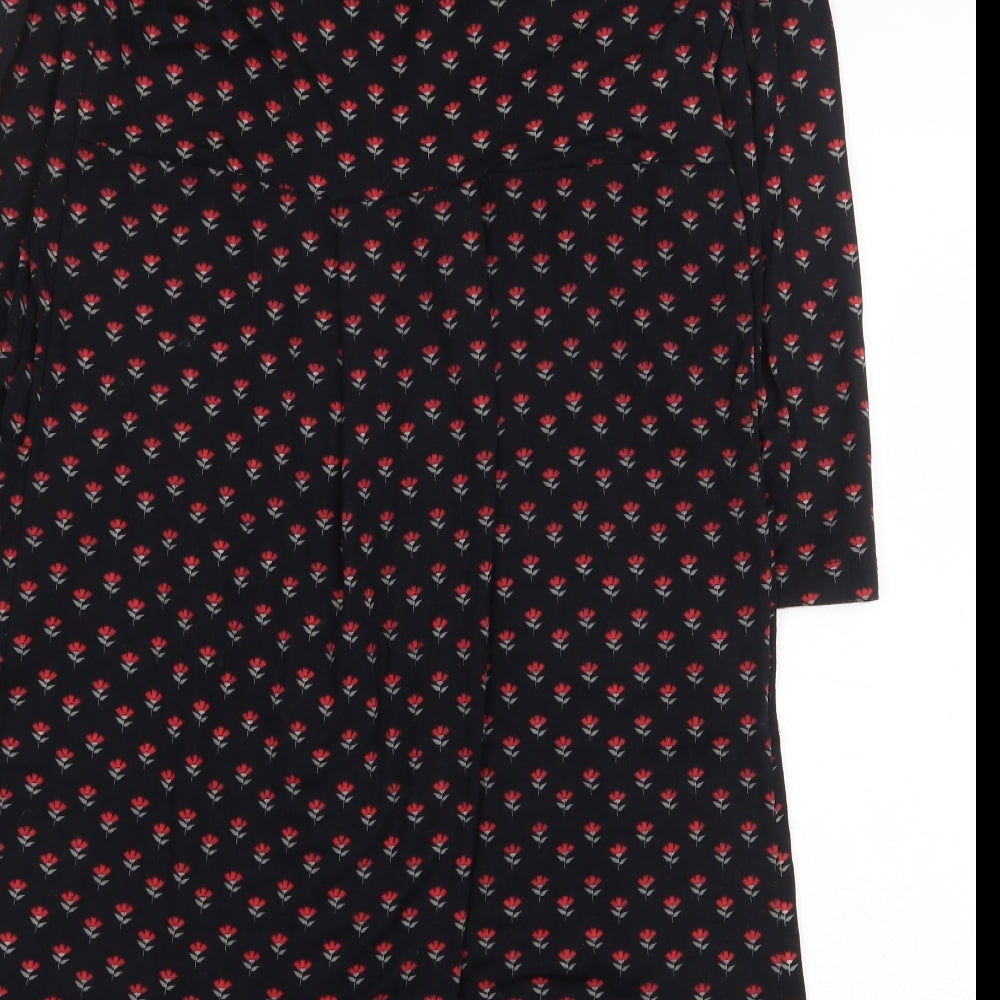 JoJo Maman Bébé Womens Black Floral Viscose A-Line Size S Scoop Neck Pullover