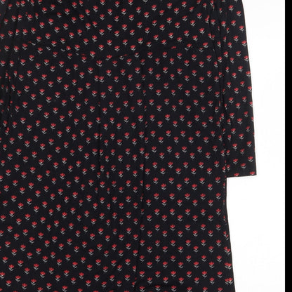 JoJo Maman Bébé Womens Black Floral Viscose A-Line Size S Scoop Neck Pullover