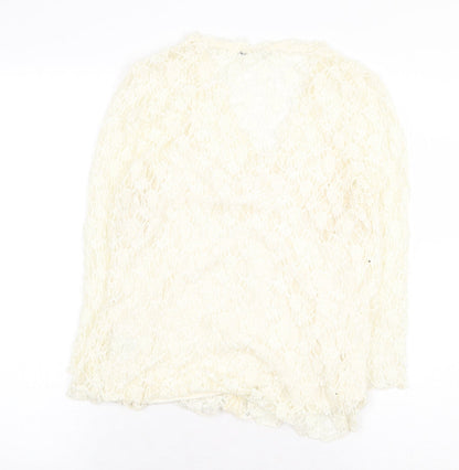 Precis Petite Womens Beige Floral Viscose Basic Button-Up Size L V-Neck