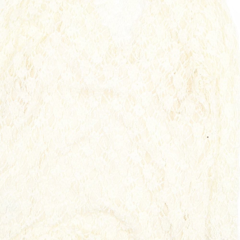 Precis Petite Womens Beige Floral Viscose Basic Button-Up Size L V-Neck