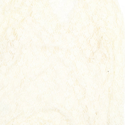 Precis Petite Womens Beige Floral Viscose Basic Button-Up Size L V-Neck