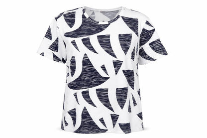 FangHua Womens White Geometric Polyester Basic T-Shirt Size 2XL Round Neck