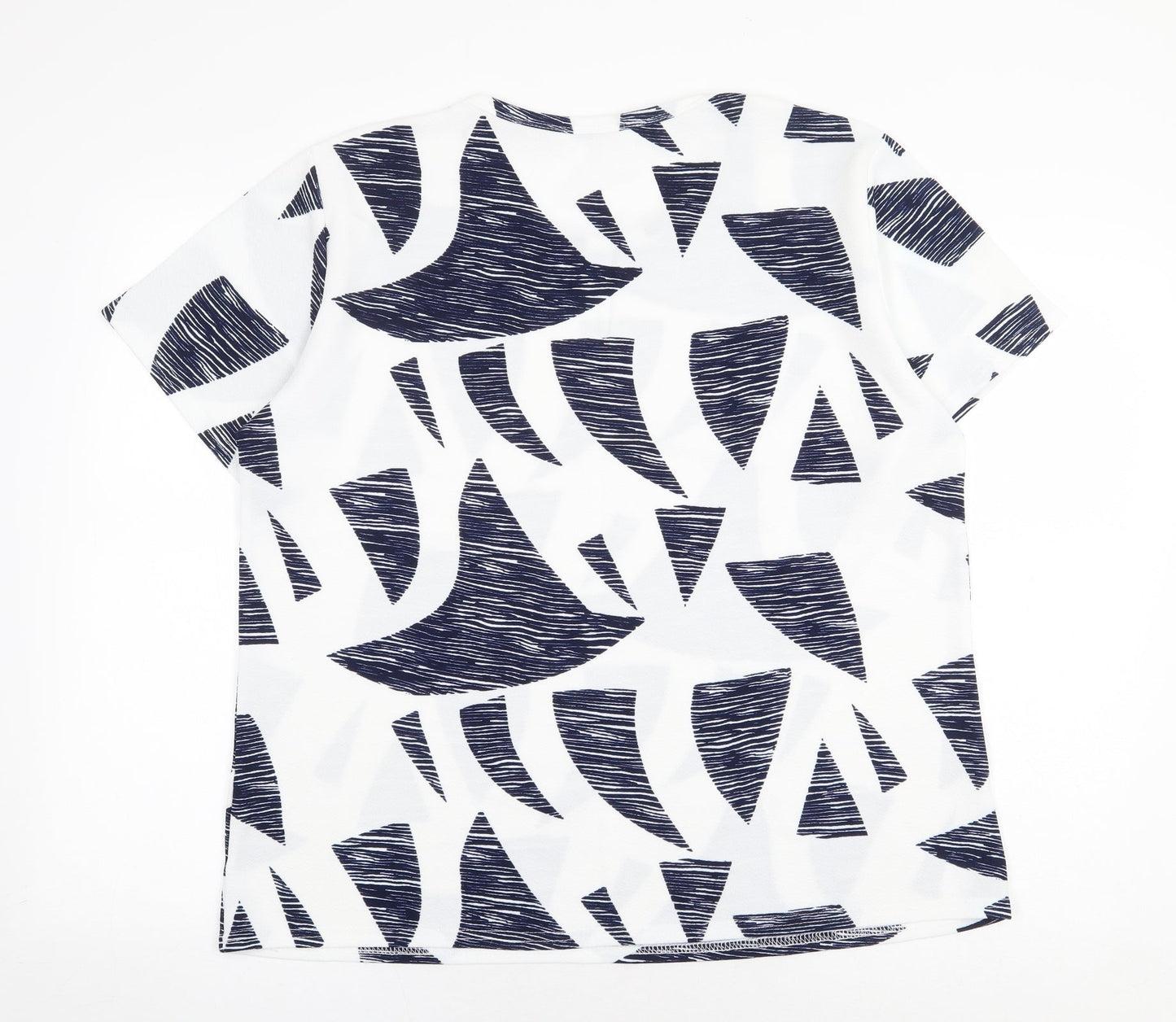 FangHua Womens White Geometric Polyester Basic T-Shirt Size 2XL Round Neck