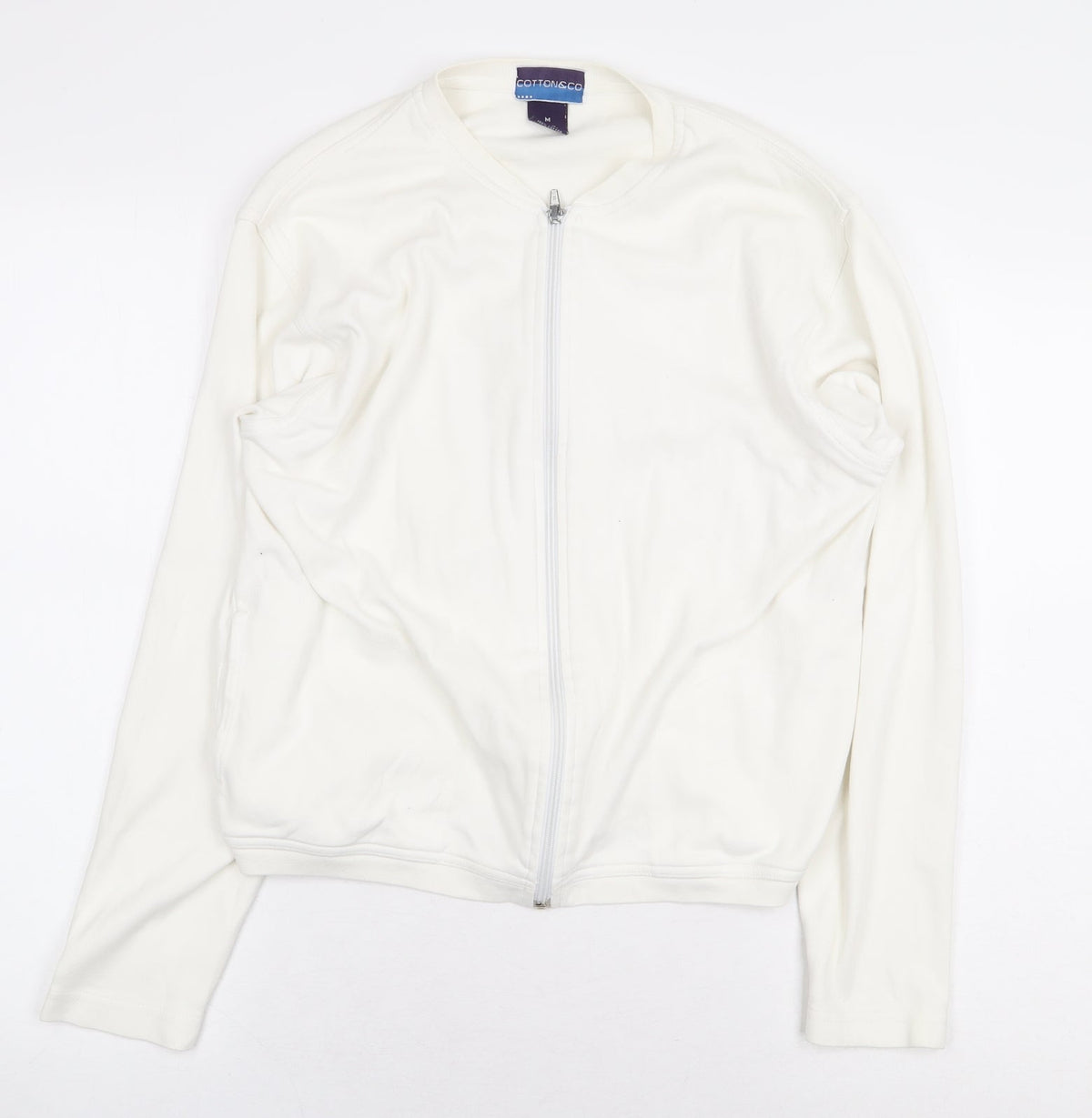 Cotton & Co Womens White Jacket Size M Zip