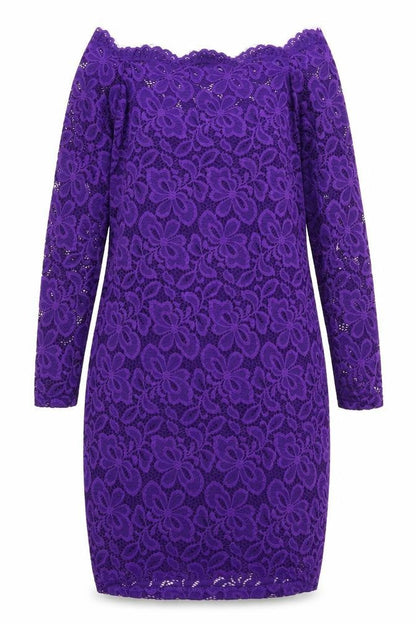 Preworn Womens Purple Nylon Bodycon Size L Off the Shoulder Zip