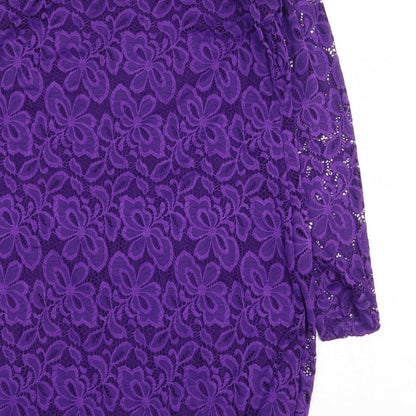 Preworn Womens Purple Nylon Bodycon Size L Off the Shoulder Zip